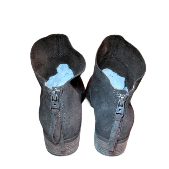 Lucky Brand Leather Suede Brown Round Toe Heeled Ankle Booties Size 6 - Picture 6 of 11